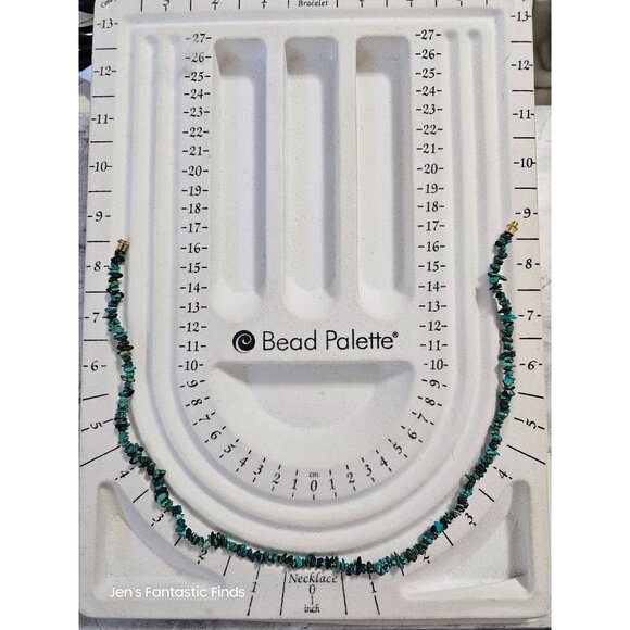 Natural Turquoise Chip Necklace With Gold-Tone Screw Clasp 18" - Picture 9 of 10